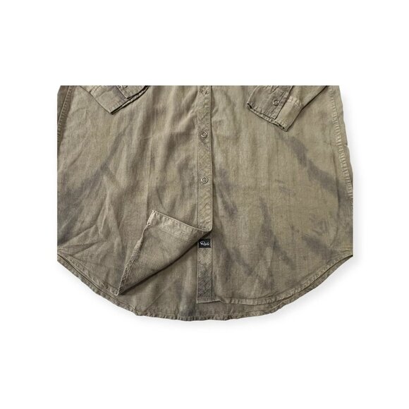 NWT Rails Sandra Shirt Dress Olive Black Tie Dye Button Front Tencel Linen, Sz S - Picture 11 of 13
